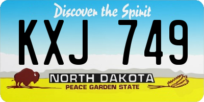 ND license plate KXJ749