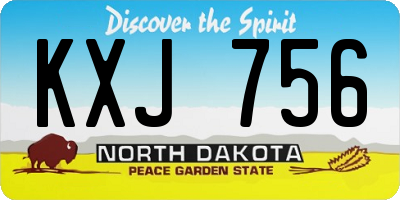ND license plate KXJ756