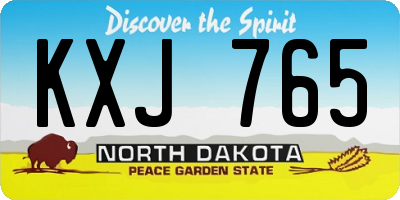 ND license plate KXJ765