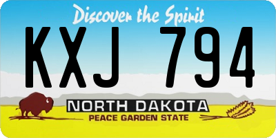 ND license plate KXJ794