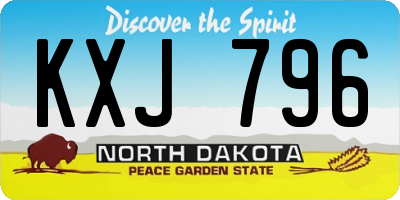 ND license plate KXJ796
