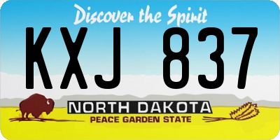 ND license plate KXJ837