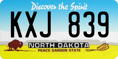 ND license plate KXJ839