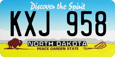 ND license plate KXJ958