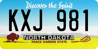 ND license plate KXJ981