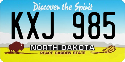 ND license plate KXJ985