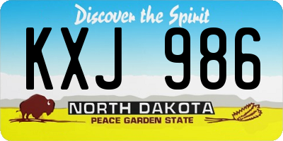 ND license plate KXJ986