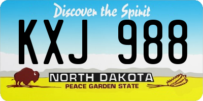 ND license plate KXJ988