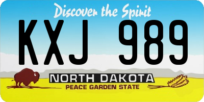 ND license plate KXJ989
