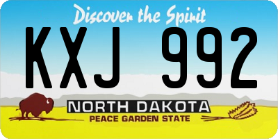 ND license plate KXJ992