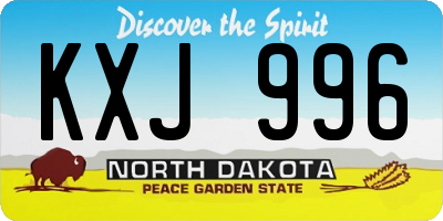 ND license plate KXJ996