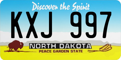 ND license plate KXJ997