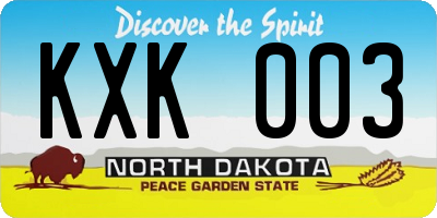 ND license plate KXK003