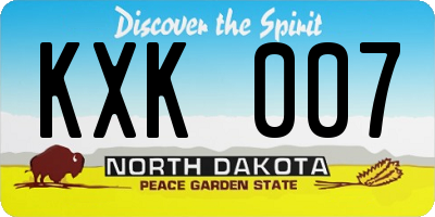 ND license plate KXK007