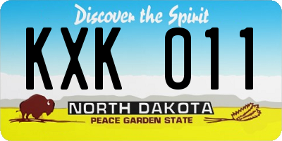 ND license plate KXK011