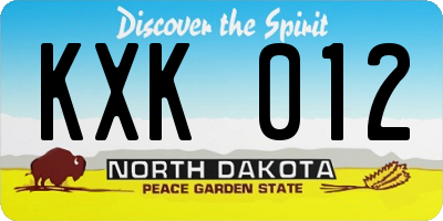 ND license plate KXK012