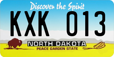 ND license plate KXK013