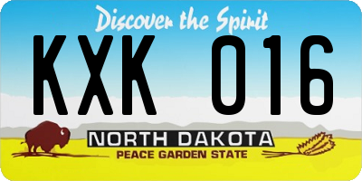 ND license plate KXK016