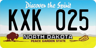 ND license plate KXK025