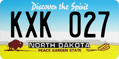 ND license plate KXK027