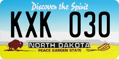 ND license plate KXK030