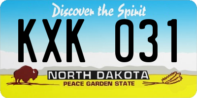 ND license plate KXK031