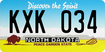 ND license plate KXK034