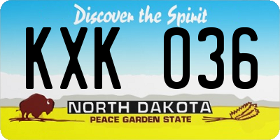 ND license plate KXK036