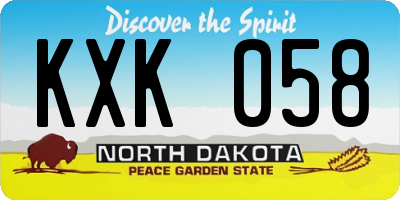 ND license plate KXK058