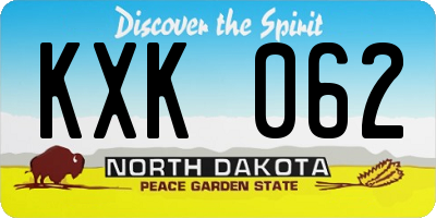 ND license plate KXK062