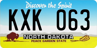 ND license plate KXK063