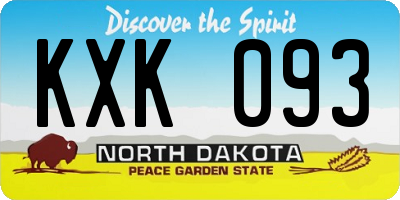 ND license plate KXK093