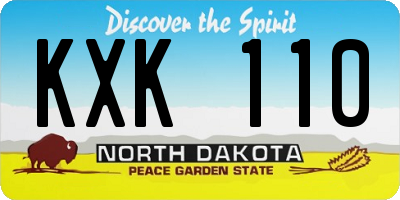 ND license plate KXK110