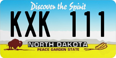 ND license plate KXK111