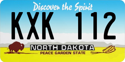 ND license plate KXK112