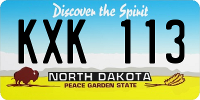 ND license plate KXK113