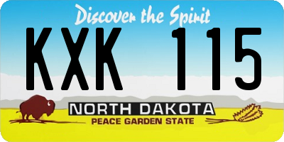 ND license plate KXK115