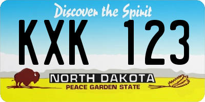 ND license plate KXK123
