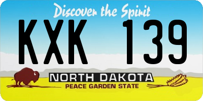 ND license plate KXK139