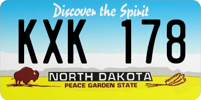 ND license plate KXK178