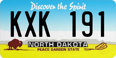 ND license plate KXK191