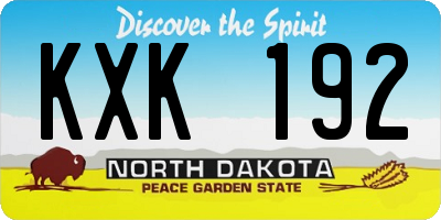 ND license plate KXK192