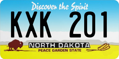 ND license plate KXK201