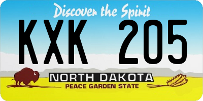 ND license plate KXK205