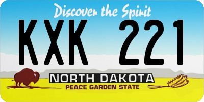 ND license plate KXK221