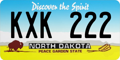 ND license plate KXK222