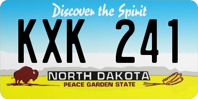 ND license plate KXK241