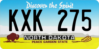 ND license plate KXK275