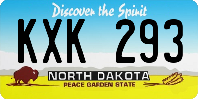 ND license plate KXK293