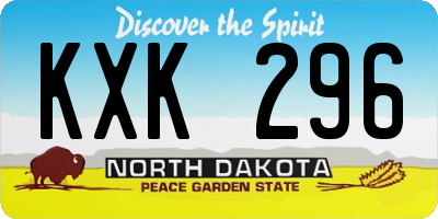 ND license plate KXK296